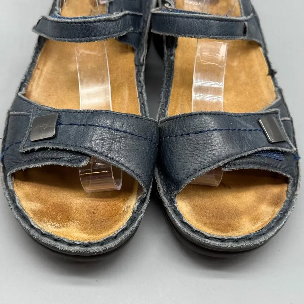 Naot Papaya Women's 9.5 Navy Leather Strappy Sandals Wedge Classic Comfort